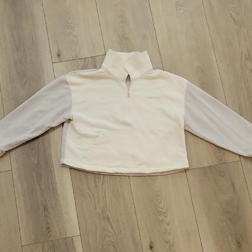 Outdoor Voices Cream and Gray Women's Quarter Zip Sweater Size S EUC - Picture 3 of 5